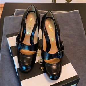 L.A.M.B Finsbury black leather heels